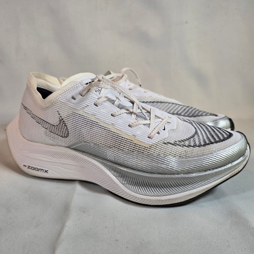 NIKE ZoomX Vaporfly Next% 2 White Metallic Silver Men's 11.5 Running Shoes
